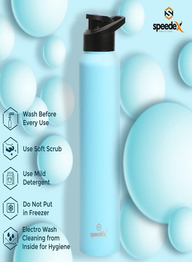 سبيديكس زجاجة مياه رياضية/للثلاجة من الفولاذ المقاوم للصدأ من Speedex، معتمدة من BIS، سعة 1 لتر مع غطاء للشرب - 1000 مل | للاستخدام المنزلي، المكتبي، النادي الرياضي، للرجال، النساء، والأطفال - لون أزرق فاتح - طقم من قطعة واحدة - Image 5